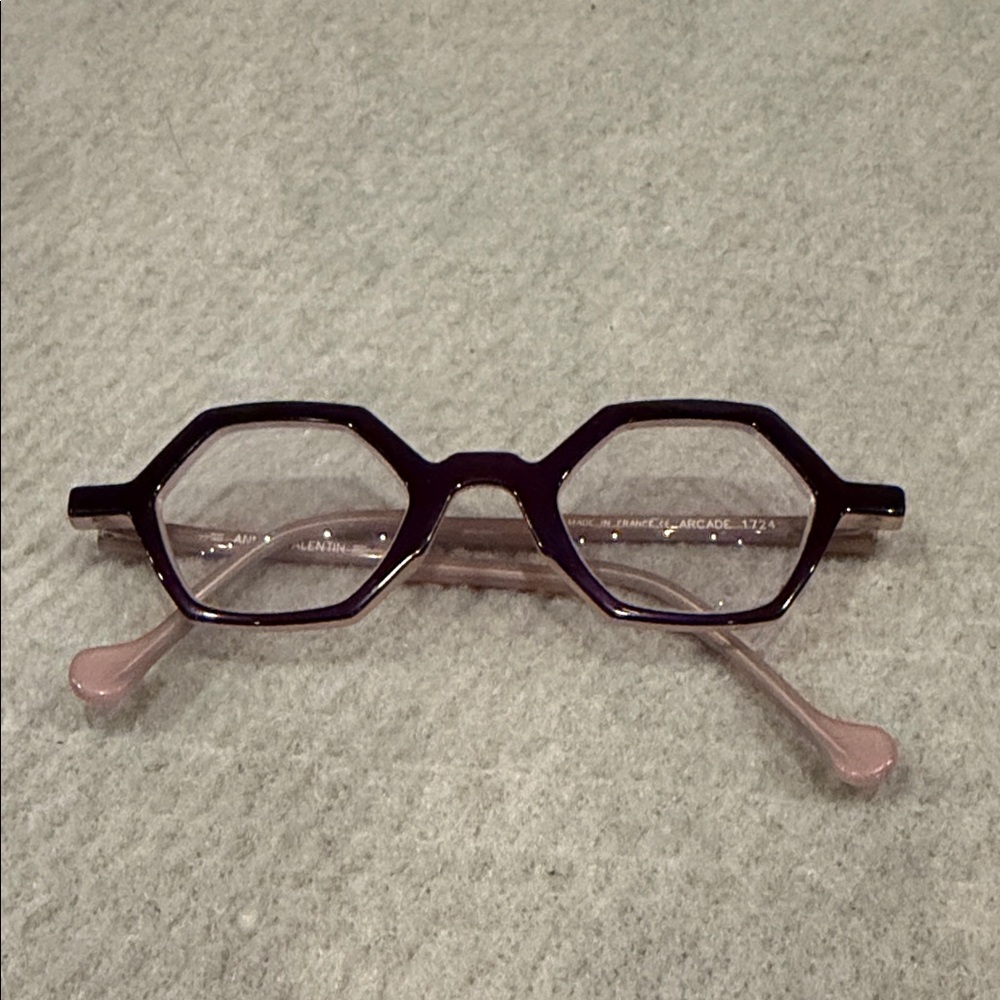 Anne and Valentin Arcade Hexagonal Purple Glasses Plastic Frames